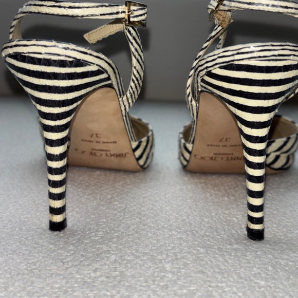 Jimmy Choo Tilly Off White/Black Striped Snake Skin Pump 37 - Picture 5 of 8